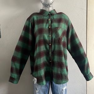 Green & Black Camp Plaid Shirt